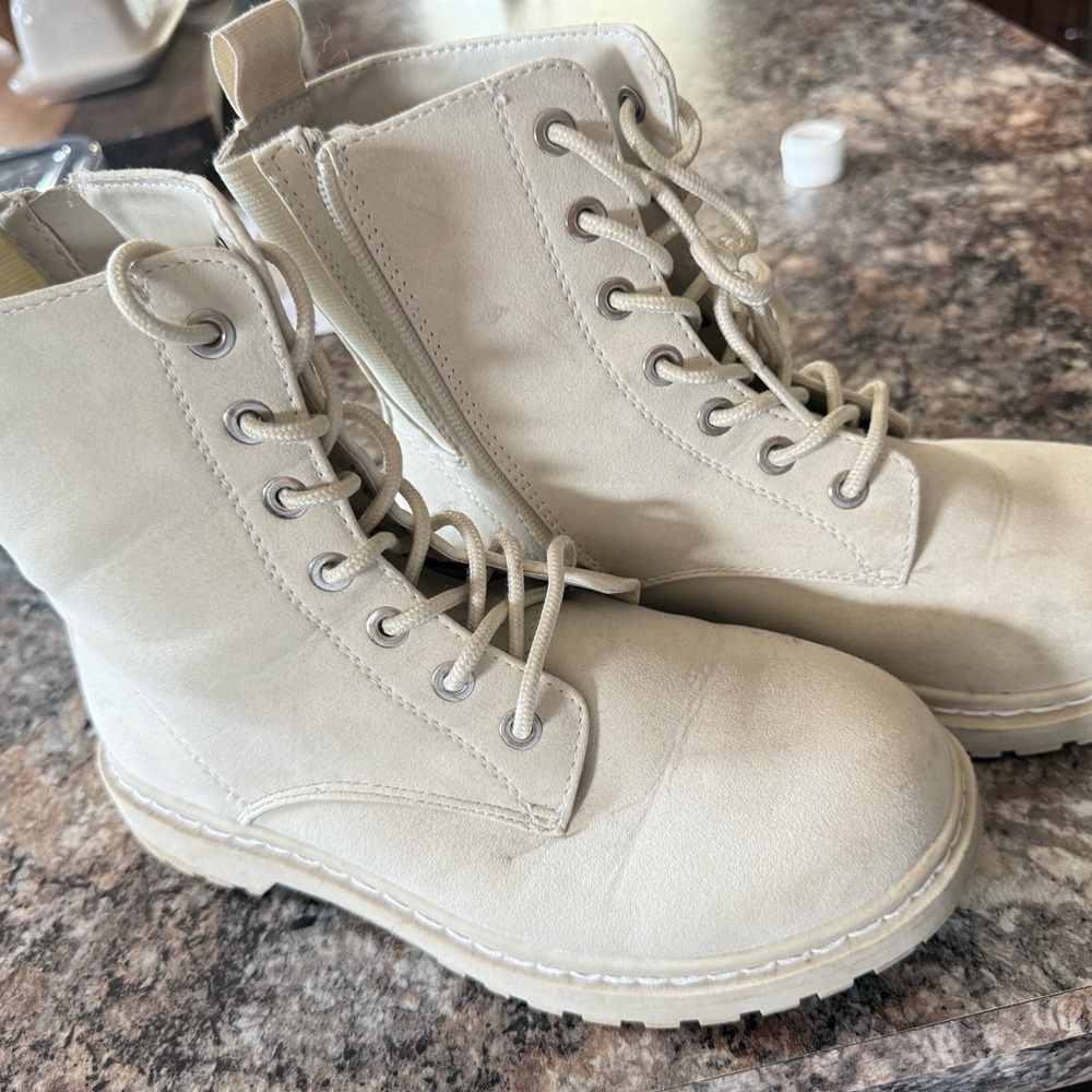 torrid Cream Lace-Up Combat Boots